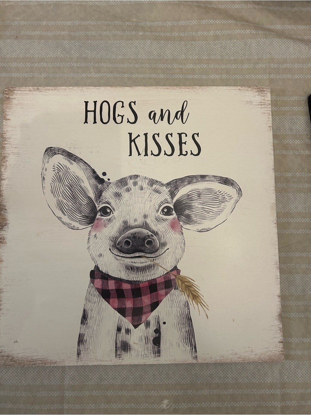 Hogs and Kisses Pig Wall Art - Pink & Black Farmhouse Sign